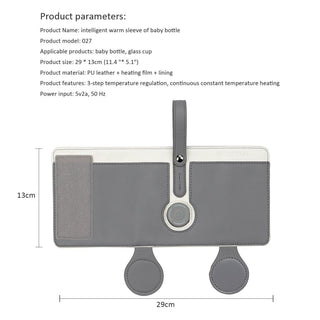 Portable Heated Bottle Bag with 3 temperature settings, PU leather design, and USB power compatibility for keeping baby's milk warm on-the-go 7 of 12