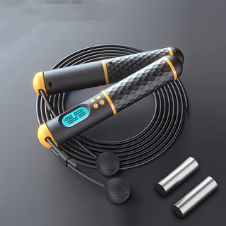 "A smart jump rope designed to track workouts and burn calories. This dual-use rope is perfect for fitness enthusiasts looking to improve their cardiovascular health and track their progress."