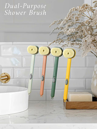 Multifunctional shower brush and massager with detachable long handle, medium-stiffness bristles, and built-in shower gel reservoir for deep cleaning and muscle relief 6 of 10