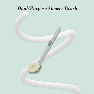Multifunctional shower brush and massager with detachable long handle, medium-stiffness bristles, and built-in shower gel reservoir for deep cleaning and muscle relief gray of 10