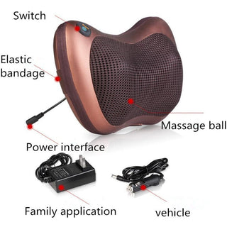 Deluxe electric infrared heating neck and body massage pillow with kneading action for car and home use 1 of 13