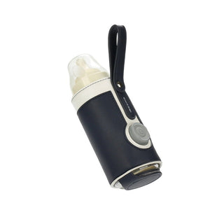 Portable Heated Bottle Bag with 3 temperature settings, PU leather design, and USB power compatibility for keeping baby's milk warm on-the-go 3 of 12