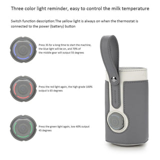 Portable Heated Bottle Bag with 3 temperature settings, PU leather design, and USB power compatibility for keeping baby's milk warm on-the-go 8 of 12