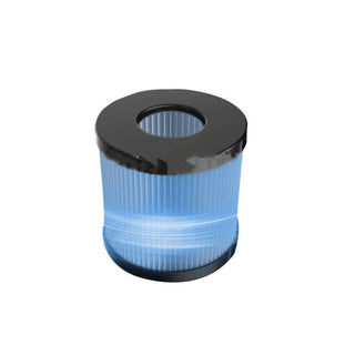 High-efficiency HEPA and activated carbon filter removing airborne pollutants.
