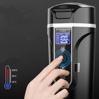 Smart Electric Car Mug with digital touch display, showing temperature control and 400ml capacity for on-the-go drink heating  4 of 11