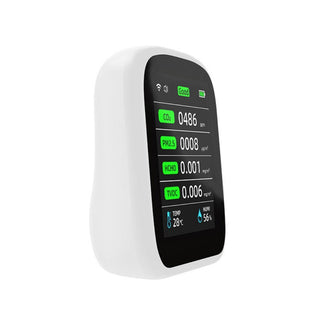Ultimate 8-in-1 Air Quality Monitor: Tracks CO2, PM2.5, PM10, HCHO, TVOC, Temperature & Humidity — side view